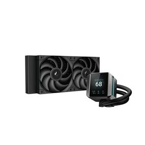 DeepCool MYSTIQUE 240 LCD Liquid Cooler 240mm, 5th Gen Pump 3400RPM AIO, 2.8" 640x480 TFT LCD Screen, Anti-Leak Tech, FT12 SE PWM Fans, Grey and Black