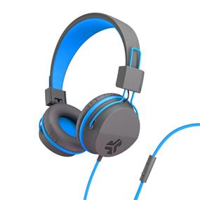 JLAB AUDIO JBuddies Studio On-Ear Kids Wired Headphones, Blue/Grey | Volume Safe Sound | All-day Comfort | Ages 6+(Open Box)