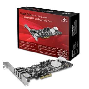 Vantec UGT-PCE430-4C Quad Chip 4-Port Dedicated 5Gbps USB3.0 PCI-Express Host Card Retail(Open Box)