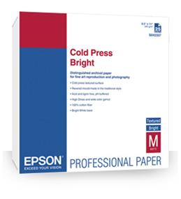 Epson S042315 Cold Press Bright Fine Art Paper - 96 Brightness - 98% Opacity - 44" x 50 ft - 340 g/m&#178; Grammage - Textured, Matte - Acid-free, Lignin-free, Chlorine-free - Bright White