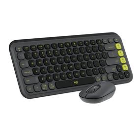 LOGITECH POP ICON Combo Keys Wireless Bluetooth Keyboard and Mouse,Graphite and Green(920-013103)