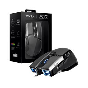 EVGA X17 Gaming Mouse, Wired, Grey, Customizable, 16,000 DPI, 5 Profiles, 10 Buttons, Ergonomic 903-W1-17GR-KR
