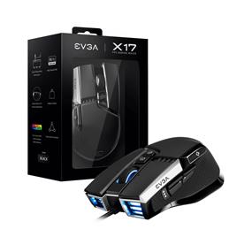 EVGA X17 Gaming Mouse, Wired, Black, Customizable, 16,000 DPI, 5 Profiles, 10 Buttons, Ergonomic 903-W1-17BK-KR(Open Box)