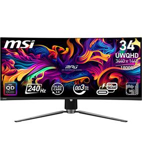 MSI MPG 341CQPX QD-OLED 34" UWQHD Curved 3440x1440 QD-OLED 240Hz 0.03ms(GTG) Height Adjustable 2x HDMI 2.1 1x DisplayPort 1.4a 1x Type-C Gaming Monitor, MPG 341CQPX QD-OLED