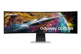 oniteur de jeu intelligent Samsung 49" Odyssey OLED G9 courbé 1800R avec une résolution de 5 120 x 1 440, une fréquence de rafraîchissement de 240 Hz, un temps de réponse de 0,03 ms et la technologie FreeSync Premium Pro et HDR400 - modèle LS49CG954SNXZA