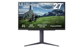 LG UltraGear 27" QHD 2560x1440 IPS 200Hz (OC) 1ms Height Adjustable 2x HDMI 1x DisplayPort Gaming Monitor, 27GS85Q-B