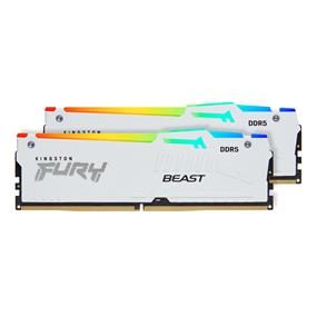 KINGSTON FURY Beast RGB 64GB (2x32GB) DDR5 5600MHz CL36 White 1.25V UDIMM - Desktop Memory - INTEL XMP/ AMD EXPO (KF556C36BWEAK2-64)(Open Box)