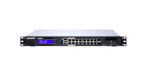 QNAP (QGD-1600P-8G) 16-port 1GbE switch with 2 RJ45 and SFP+ combo port with Intel Celeron processor and 8GB RAM