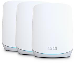 NETGEAR (RBK763S-100CNS) Orbi AX5400 Tri-Band Whole Home Mesh Wi-Fi 6 System with 1 Year NETGEAR Armor – 3 Pack(Open Box)