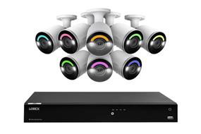 Lorex Fusion 4K (16 Camera Capable) 4TB Wired NVR System with Eight Bullet Camera Featuring Smart Security Lighting and 2-Way Audio