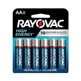 RAYOVAC AA Alkaline Battery 8 Pack (815-8T)