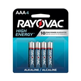 RAYOVAC High Energy AAA Alkaline Battery 4 Pack (824-4T)