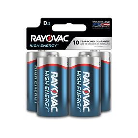 RAYOVAC D Alkaline Battery 4 Pack (813-4T)