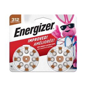 Energizer (AZ312DP16) - Paquet de 16 piles 1,4 V à oxyde de zinc pour prothèse auditive - Taille 12 (AZ312DP16)