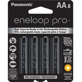 PANASONIC Eneloop Pro AA 2550mAh Rechargeable battery 8 Pack (BK3HCCA8BA)