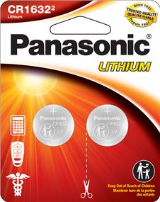 PANASONIC 1632 Lot de 2 piles bouton au lithium 3 V (CR1632PA2BL)