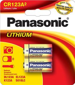 PANASONIC CR123A 3V Lithium Battery 2 Pack (CR123APA2B)