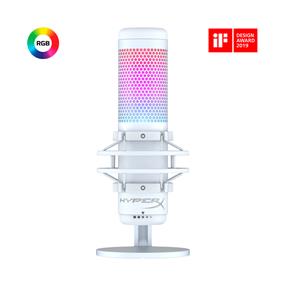 HYPERX QuadCast S RGB USB Condenser Microphone, White | for PC, PS4 and Mac, Anti-Vibration Shock Mount, Four Polar Patterns, Pop Filter, Gain Control, Gaming, Streaming, Podcasts, Twitch, YouTube, Discord HMIQ1S-XX-WT/G