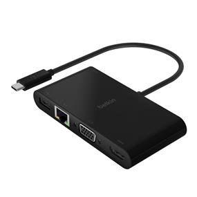 Belkin 5-in-1 USB-C Hub Plus100W, Gigabit Ethernet + USB-A 3.0 + VGA + 4K HDMI + USB-C®(Open Box)