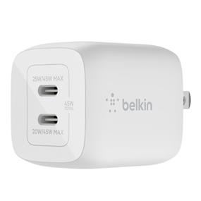 Belkin BOOSTCHARGE 45W Dual USB-C GaN Wall Charger, White