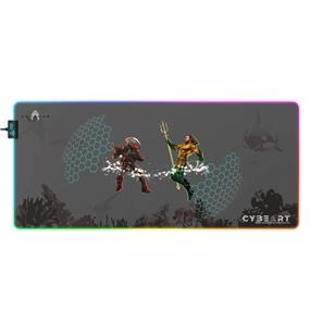 CYBEART | Aquaman Vs. Black Manta Gaming Desk Mat  | XXL Premium RGB LED Licensed Gaming Mouse Pad (900 x 400 x 4mm / Aurora Series)