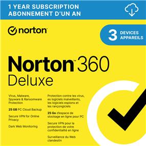 Norton 360 Deluxe 25GB 3 Device 12 Month Subscription [Digital Code]