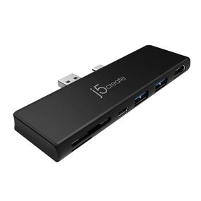 j5create JCD324B UltraDrive 7-in-1 Mini Dock for Surface Pro 7, 2xUSB-A, 1xUSB C, Card Reader, HDMI