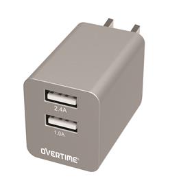 OVERTIME/Delton 2.1 Amp Home Charger Dual Port (Silver)