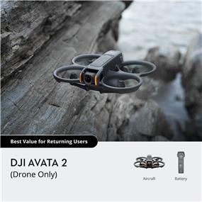 DJI Avata 2 Fly More Combo (Drone ONLY) FPV Camera Drone | FPV Flight Experience | Motion Control, Easy Acro | Tight Shots in Super-Wide 4K | 1/1.3-inch Image Sensor | Built-in Propeller Guard | Binocular Fisheye Visual Positioning | Turtle Mode | Cinematic Magic with One Tap