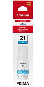 Canon GI-21 (GI21) Original Cyan Ink Bottle (4537C001), Yield 7700 pages, 70ml, Compatible for printer G1220/G1230/G2260/G2270/G3060/G3260P/G3270/G4270