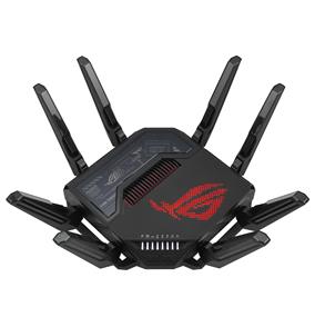 ASUS ROG Rapture GT-BE98 PRO Quad-Band WiFi 7 Gaming Router supports 320MHz, Dual 10G Port, Triple-level Game Acceleration, Mobile Game Mode, Subscription-Free Security, AiMesh, and VPN features