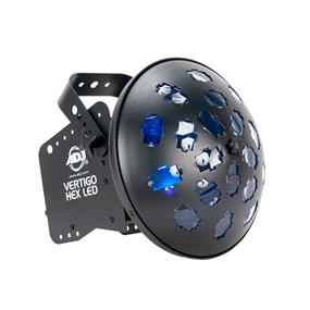 ADJ Vertigo HEX LED - Rotating Moonflower Light | 2 x 12W, 6-Color (RGBCAW) LEDs | 60 Sound-Activated Reactions | Daisy-Chain Up to 10 Units