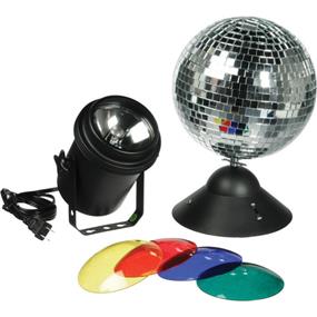 ADJ MB-8 Instant Mirror Ball Package | Complete Mirror Ball Package | 8" mirror ball | motorized battery-operated base | pinspot with lamp