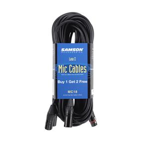 SAMSON 3-Pin XLR Male to XLR Female Microphone Cable (3-Pack) - 18