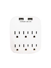 iCAN FL-JC43 6 Outlets 2 USB-A Wall Tap Power Strips(Open Box)