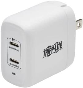 Tripp Lite USB-C Dual-Port Wall Charger, Compact Travel Size Folding Plug, USB 3.0, 40W Power Delivery Charging, Temperature Cooling Gallium Nitride Technology, 2-Year Warranty (U280-W02-40C2-G)