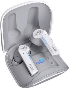 Écouteurs Bluetooth de jeu sans fil ASUS ROG Cetra True, blancs | Écouteurs Bluetooth à faible latence, suppression active du bruit, autonomie de 27 heures, résistance à l&#39;eau IPX4, chargement sans fil