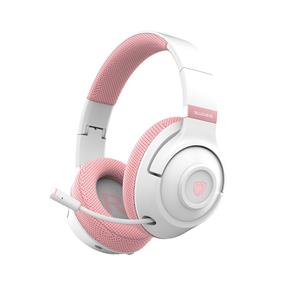 SADES Whisper Wireless Gaming Headset with Retractable Microphone Foldable Earcups-Pink