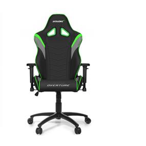 AKRacing Overture Series Gaming Chair, PU Leather, 1D Armrest, 60mm PU Caster, Black & Grey & Green(Open Box)