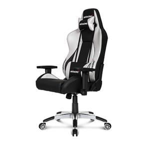 AKRacing Premium Series Gaming Chair, PU Leather, 3D Armrest, 60mm PU Caster, Silver & Black V2