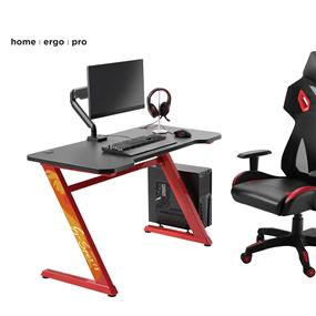 Brateck PC Gaming Desk, 120*60*75cm, 25mm Wooden Desktop, Z-Shaped, Black & Red(Open Box)