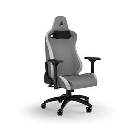 CORSAIR TC200 - Chaise de jeu en tissu - Ajustement standard, gris clair/blanc(Boîte ouverte)