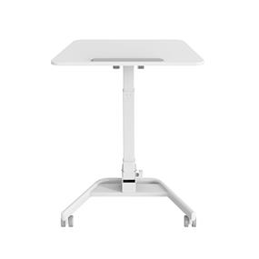 iCAN Height Adjustable Foldable & Portable Laptop Computer Desk Cart with Wheels | Gas Spring Tilting Desktop | White