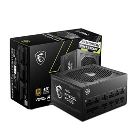 MSI MAG A750GL Bloc d'alimentation 750W PCIe 5 | ATX 3.0 pour jeu | 80 PLUS Gold certifié | Entièrement modulaire | Câbles plats noirs | Garantie de 10 ans