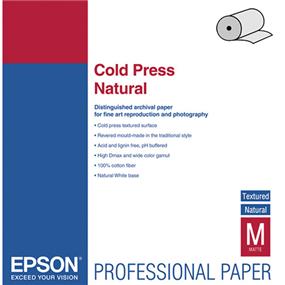 Epson S042304 Cold Press Natural Fine Art Paper - 90 Brightness - 98% Opacity - 24" x 50 ft - 340 g/m&#178; Grammage - Textured, Matte - Acid-free, Lignin-free, Chlorine-free - Natural White