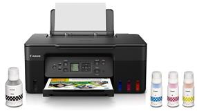 CANON PIXMA G3270 Wireless MegaTank All-in-One Printer (Black) Wireless Printer / Copier / Scanner, Print up to 4800x 1200 dpi, 4 individual MegaTank Refillable Inks , 11.0 ipm (mono), 6.0 ipm (color), Scan resolution Optical:600 x 1200 dpi, Max. Paper Size 8.5" x 11.7", Hi-Speed USB, WiFi 802.11b/g/n/a/ac, Win/Mac