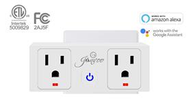Jinvoo 2-Outlet 10A Mini Smart Plug WiFi Works with Amazon Alexa and Google Assistant-White (SM-PW712UA)
