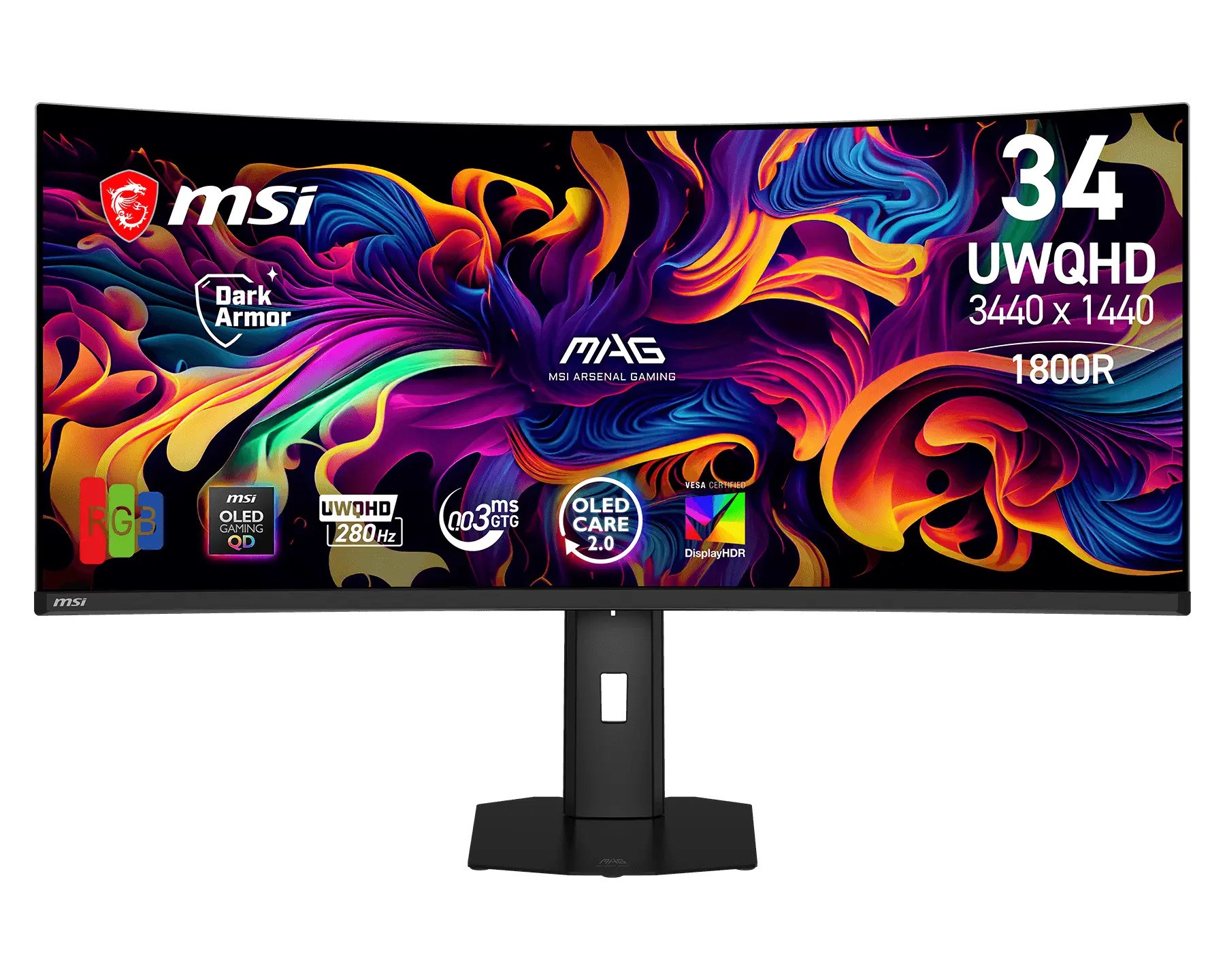 MSI MAG 34 po 3440 x 1440 UWQHD Tandem QD-OLED 280Hz de jeu Moniteur