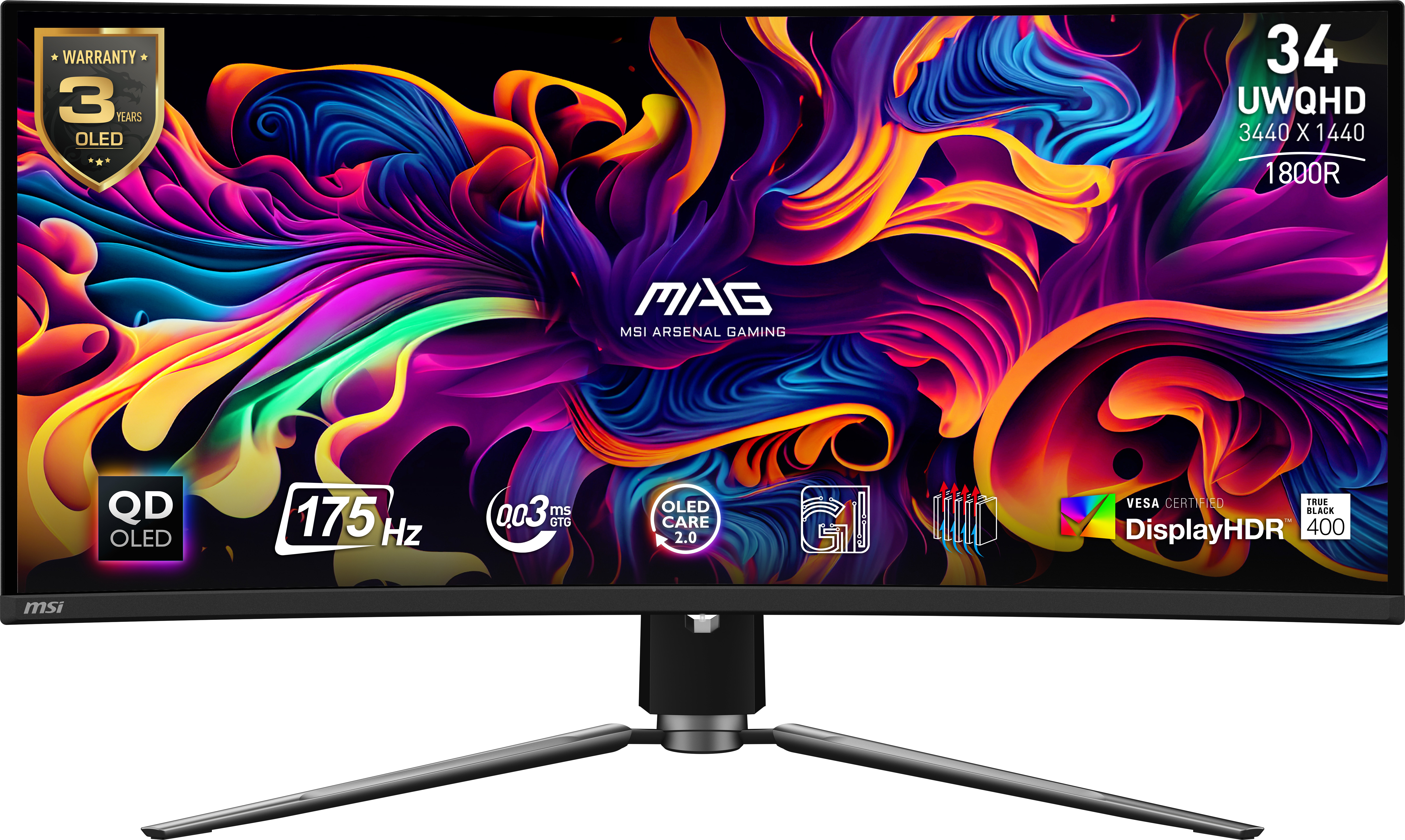 MSI QD-OLED 34" 175Hz 0.03ms, 3440 x1440 (UWQHD) Curved Gaming Monitor