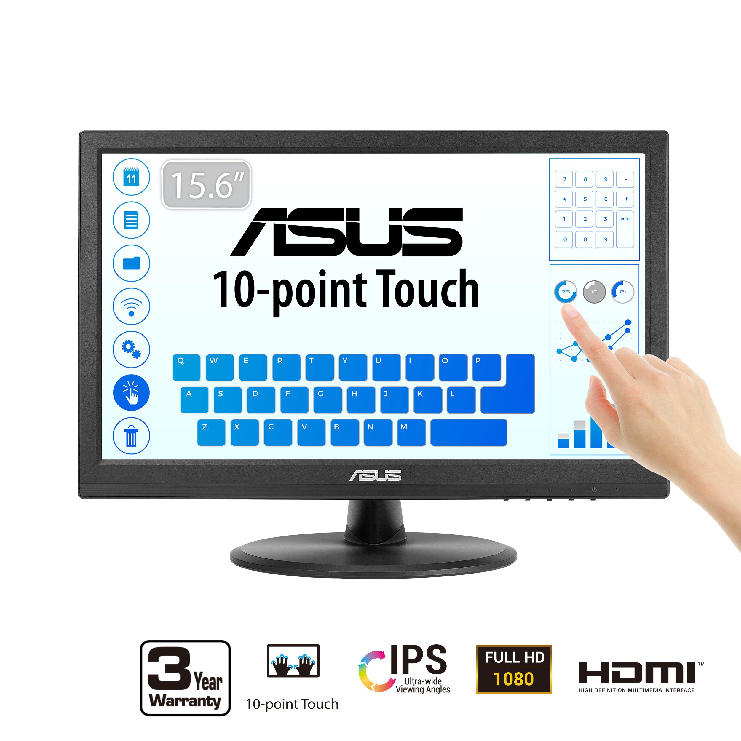 ASUS VT169HE 16" FHD 1920x1080 IPS 60Hz 5ms (GTG) Office Monitor